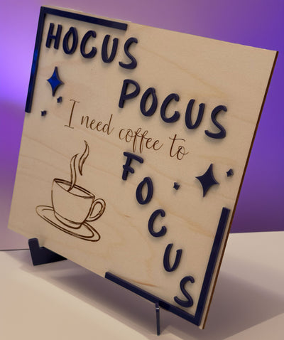Pocus Focus on Coffee - handmade home decor, handmade gifts online, unique handmade art, handmade wall art, acrylic on canvas paintings, handmade magnets, handmade signs for home, resin art wall decor, shattered glass art - Handmade For You