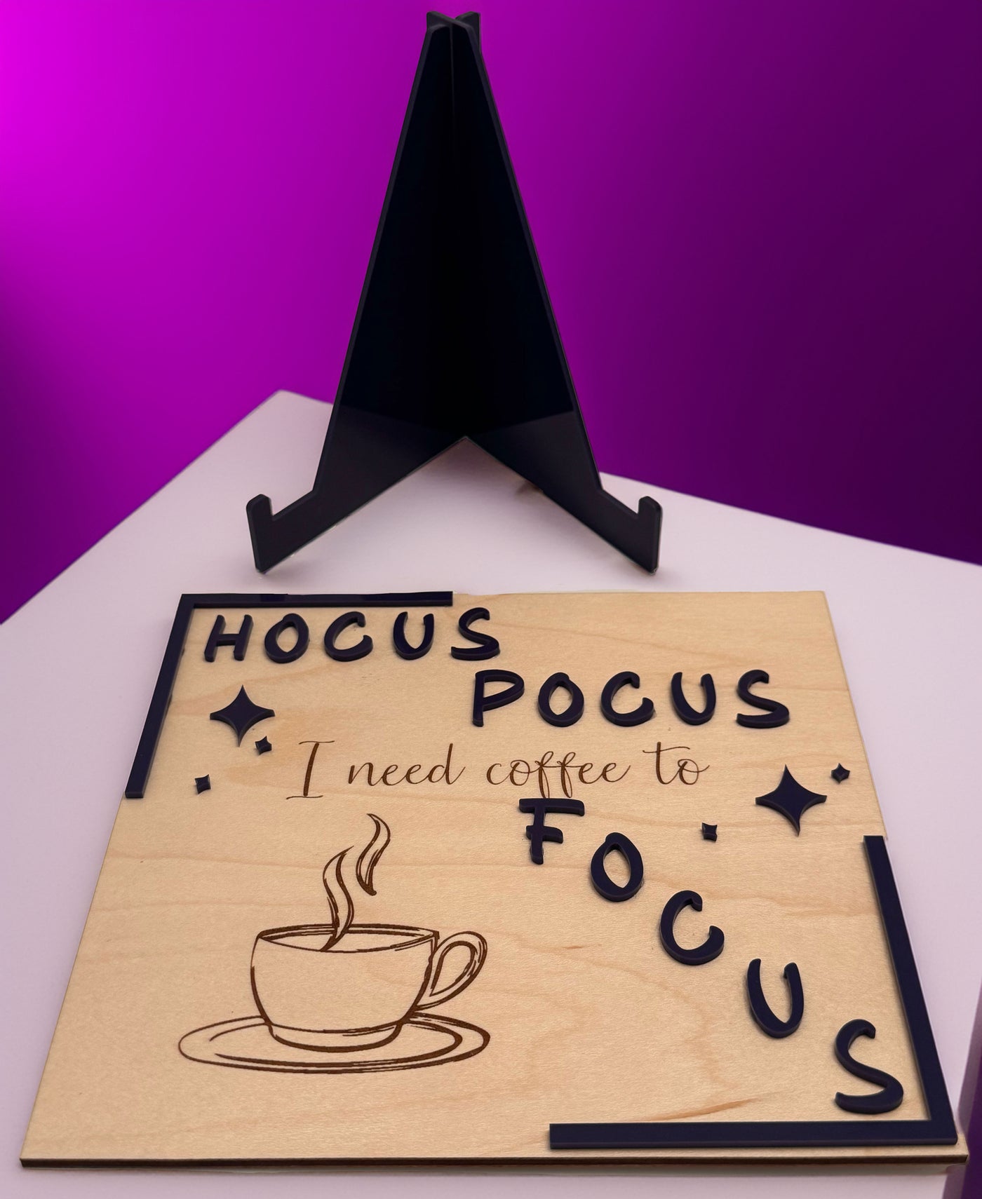 Pocus Focus on Coffee - handmade home decor, handmade gifts online, unique handmade art, handmade wall art, acrylic on canvas paintings, handmade magnets, handmade signs for home, resin art wall decor, shattered glass art - Handmade For You