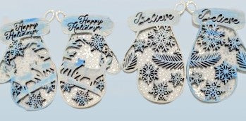 Glistening Mittens (Set of 4) - handmade home decor, handmade gifts online, unique handmade art, handmade wall art, acrylic on canvas paintings, handmade magnets, handmade signs for home, resin art wall decor, shattered glass art - Handmade For You