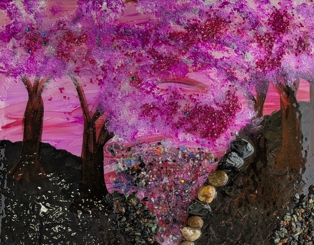 Shattered Glass Art | Fuchsia Sky – Handmade Decor – Handmade For You