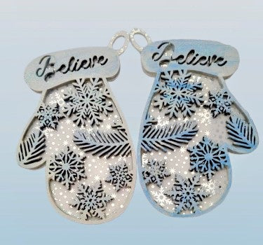 Glistening Mittens (Set of 4) - handmade home decor, handmade gifts online, unique handmade art, handmade wall art, acrylic on canvas paintings, handmade magnets, handmade signs for home, resin art wall decor, shattered glass art - Handmade For You