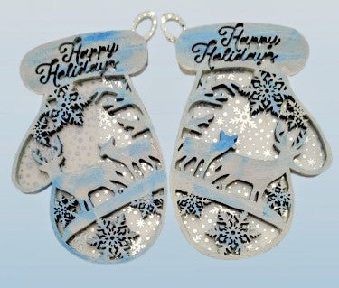 Glistening Mittens (Set of 4) - handmade home decor, handmade gifts online, unique handmade art, handmade wall art, acrylic on canvas paintings, handmade magnets, handmade signs for home, resin art wall decor, shattered glass art - Handmade For You