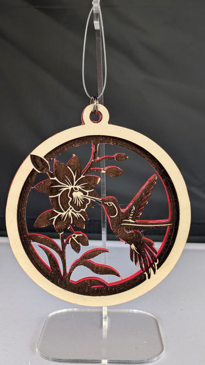 Hummingbird ornament and stand